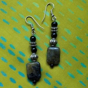 Green dangle earrings
